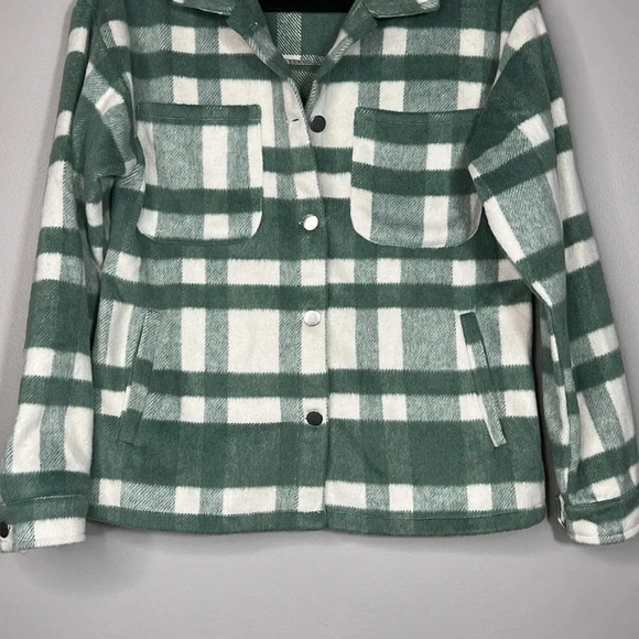 Pink Lily Sage Green Checkered Button-Up Jacket - Small - NWOT - Picture 4 of 8